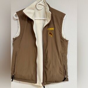 Fleece Lined University of Wyoming Vest with Bucking Bronc Logo Woman’s  Medium